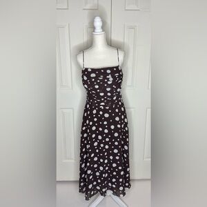 Vintage Brown with White Polka Dot, Spaghetti Strap Party/Cocktail/Evening Dress